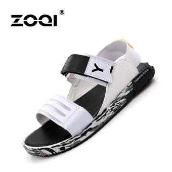 ZOQI Men's And Women's Fashion Velcro Flat Sandals Couple Shoes (White) - intl  