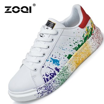 ZOQI Summer Man's Fashion Sneakers Sport Casual Breathable Comfortable Shoes-White&Red  