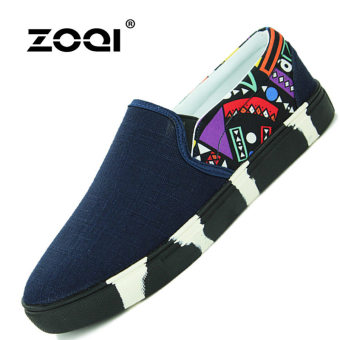 ZOQI Summer Man's Slip-Ons&Loafers Fashion Casual Breathable Comfortable Shoes-Blue  