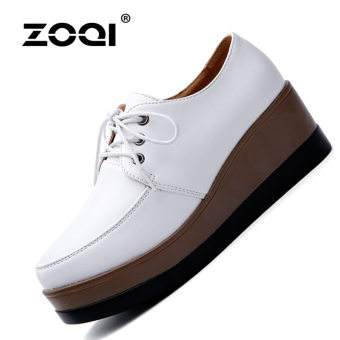 ZOQI Summer Woman's Closed-Toe Wedges Genuine Leather heighten Casual Comfortable Shoes (White) - intl  