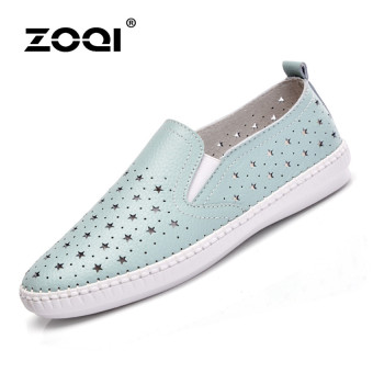 ZOQI Summer Woman's Fashion Flat Slip-Ons Casual Breathable Comfortable Shoes (Blue) - intl  