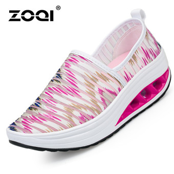 ZOQI Summer Woman's Fashion Flat Slip-Ons Casual Breathable Comfortable Shoes (White&Pink) - Intl  