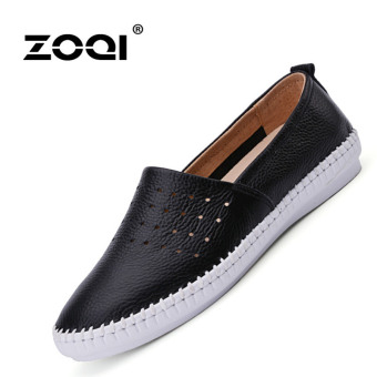 ZOQI summer woman's Flat Slip-Ons genuine leather Espadrilles style shoes(Black) - intl  