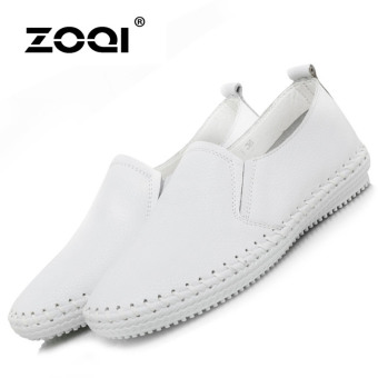 ZOQI summer woman's Flat Slip-Ons genuine leather shoes(white) - intl  