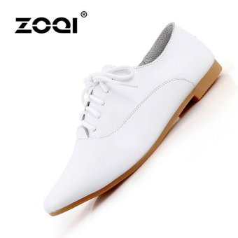 ZOQI Women's Fashion Flat Shoes Brogues & Lace-Ups Shoes(White) - intl  