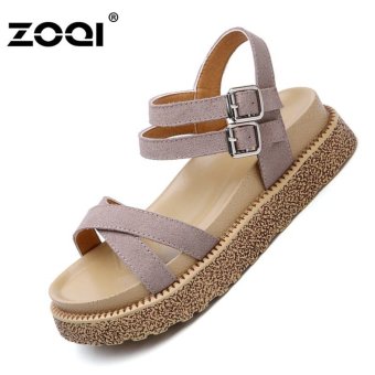 ZOQI Women's Fashion Sandals Comfortable Thick Bottom Sandals(Grey) - intl  