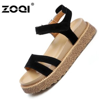 ZOQI Women's Fashion Sandals Comfortable Thick Bottom Sandals(Black) - intl  