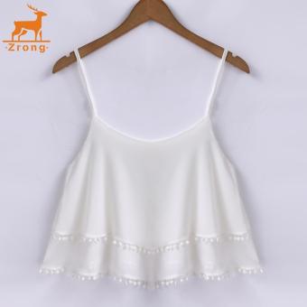 Zrong Fashion Women Sexy Strap Loose Casual Beach Chiffon Crop Top Tank Tops (White)??? - intl  