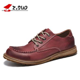 Z.SUO Men's Retro Oxfords Genuine Leather Formal Business Shoes (Red) - intl  
