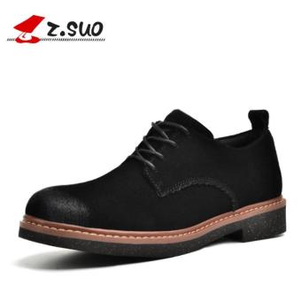 Z.SUO Women's Fashion Oxford Lace-Ups Suede Leather Shoes (Black) - intl  