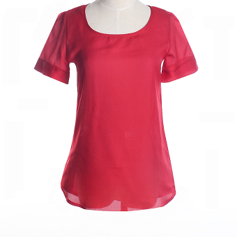 ZUNCLE Chiffon Blouse Tops Fashion T-shirt(Red)  