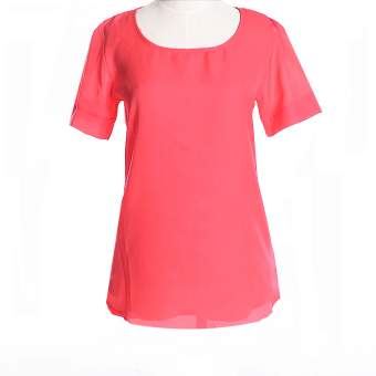 ZUNCLE Chiffon Blouse Tops Fashion T-shirt(Roes Red)  