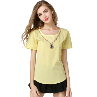 ZUNCLE Chiffon Blouse Tops Fashion T-shirt(Yellow)  