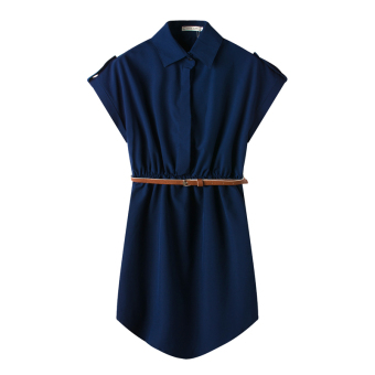 ZUNCLE Chiffon Short-sleeved Dress Shirt(Blue) - intl  
