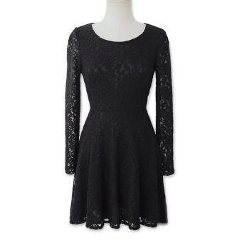 ZUNCLE Lace High Waist Dress(Black) - intl  