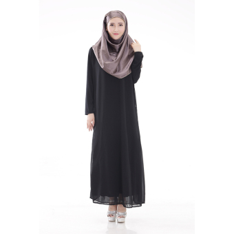 ZUNCLE Muslim Women Chiffon side split dress(Black)  