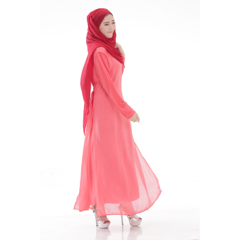 ZUNCLE Muslim Women Chiffon side split dress(Pink)  