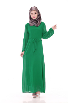 ZUNCLE Muslim Women chiffon summer dress, gown(light green)  