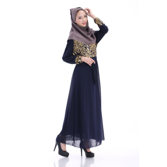 ZUNCLE Muslim Women dress robe Dubai(Dark Blue)  