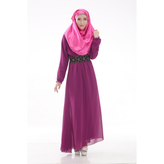 ZUNCLE Saudi Arabia Arab Muslim Women Chiffon Dress(Purple)  