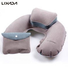 1 buah bantal U shape PVC lembut bantal leher tiup lipat bantal berbondong-bondong berkemah