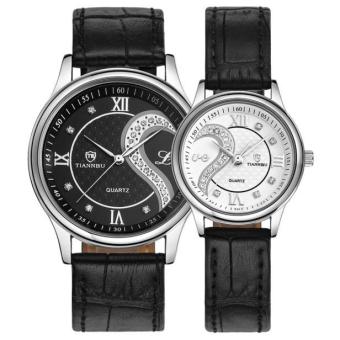 1 Pair Tiannbu Ultrathin Leather Romantic Fashion Couple Wrist Watches  