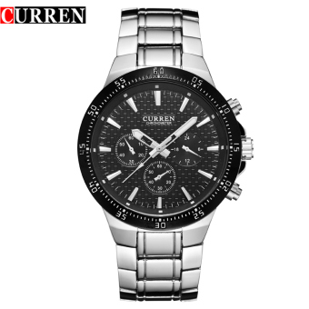 [100% Genuine] Curren Men Watch Blackcat Quartz Analog Male Clock Curren Fashion Wrist Watch Band Men's Hot New with Tags 8063  