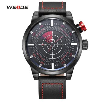 [100% Genuine]Mens Watches WEIDE Top Brand Luxury Casual Military Quartz Sports Wristwatch Leather Strap Male Clock Watch  