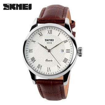 [100% Genuine]SKMEI Brand Luxury Women Quartz Watch Fashion Casual Watches 30M Waterproof Leather Strap Womens Wristwatches 9058  