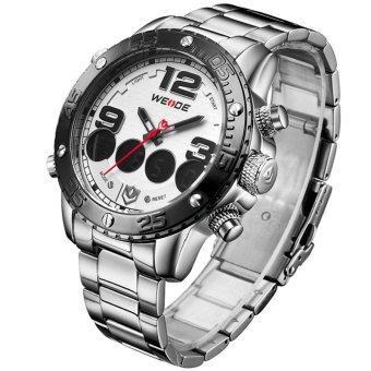 [100% Genuine]WEIDE Sport Watch Black LED Back Light Auto Date Display Quartz Digital Outdoor Men Military Watches 3405 - intl  