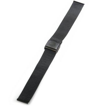 18mm Adjustable Stainless Steel Straight End Mesh Bracelet Watch Band Watch Strap with Folding Clasp (Black)  