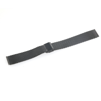 18mm Adjustable Stainless Steel Straight End Mesh Bracelet Watch Strap with Folding Clasp (Black)  