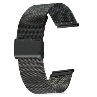 18mm Stainless Steel Mesh Bracelet Watch Band Replacement Strap for Men Women (Black)  