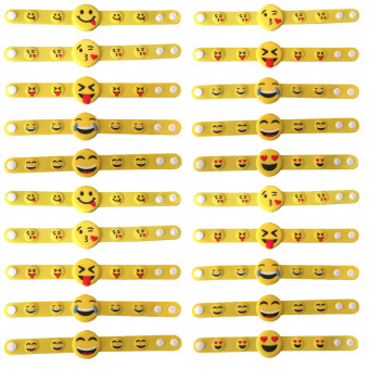 20 buah ekspresi wajah kartun anak-anak dewasa PVC gelang gelang hadiah natal dengan gaya acak - Internasional  