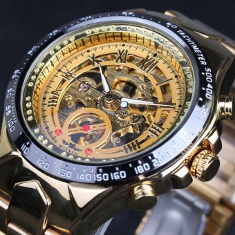 2016 New Fashion Men Male Winner Brand Mechanical Watch Steel Automatic Stylish Classic Skeleton Steampunk Wristwatch Xmas Gift - intl  