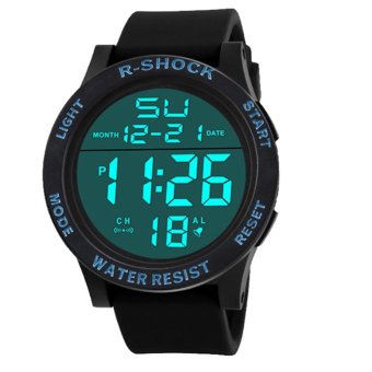 2017 Men Chic Wrist Waterproof Electronic Date Rubber Sport Watch (Blue) - intl  