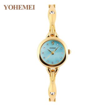 2017 New Fashion YOHEMEI 0184 Watches Luxury Brand Women Rhinestones Watch Waterproof Gold Color Alloy Strap Quartz Wrist Watches - Blue - intl  