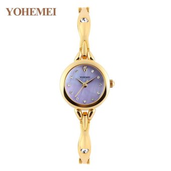 2017 New Fashion YOHEMEI 0184 Watches Luxury Brand Women Rhinestones Watch Waterproof Gold Color Alloy Strap Quartz Wrist Watches - Purple - intl  