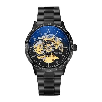 2017 New Winner Luxury Sport Clock Men Automatic Watch Skeleton Military Mechanical Watch Relogio Male Montre Relojes Mens Watch (Blue Black) - intl  