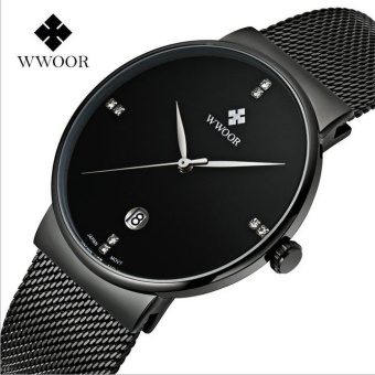 2017 New WWOOR Brand Mens Watches Ultra Thin Date Clock Male Waterproof Sports Quartz Men watch Gold Casual Wristwatch - intl  