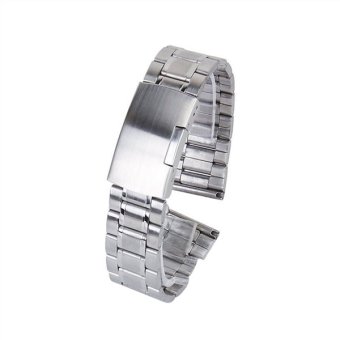 20mm Stainless Steel Solid Links Bracelet Watch Band Strap Straight End with 4pcs Watch Pins Spring Bars (Silver)  