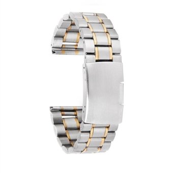 20mm Stainless Steel Solid Links Bracelet Watch Band Strap Straight End with 4pcs Watch Pins Spring Bars (Silver+Golden)  