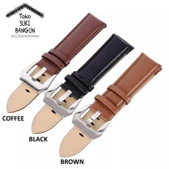 20Mm Tali Jam Kulit Plain Leather Big Buckle Watch Band Strap  