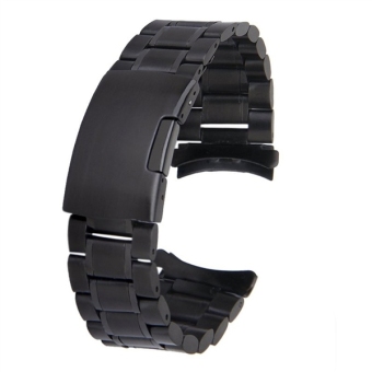 22mm Stainless Steel Solid Links Bracelet Watch Band Strap Curved End with 2pcs Watch Pins Spring Bars (Black) - intl  