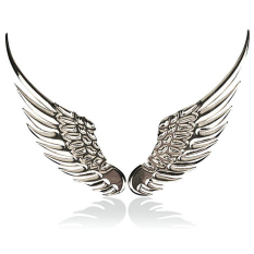 3D Alloy Metal Angel Hawk Wings Emblem Badge Decal Car silver