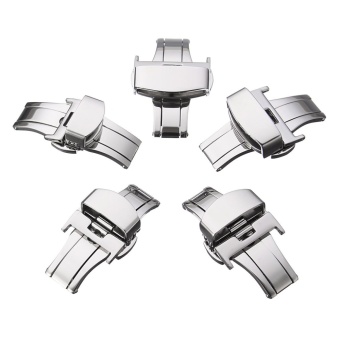 5PCS Automatic Double Click Butterfly Buckle Watch Push Button Fold Deployment Watchband Clasp Strap Buckles 20mm - intl  