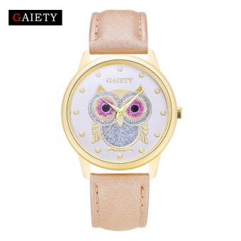 AJKOY-GAIETY G028 Women Leather Band Analog Quartz Round Wrist Watch Watches Rose Gold - intl  
