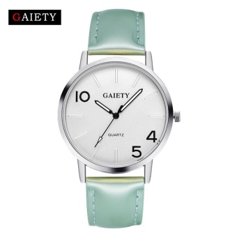 AJKOY-GAIETY G076 Women Fashion Leather Band Analog Quartz Round Wrist Watch Watches Green - intl  