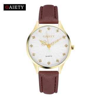 AJKOY-GAIETY G115 Women Fashion Leather Band Analog Quartz Round Wrist Watch Watches Brown - intl  
