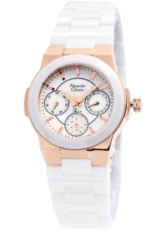 Alexandre Christie 2224BF Putih Rosegold - Jam Tangan Wanita - Strap Ceramic  